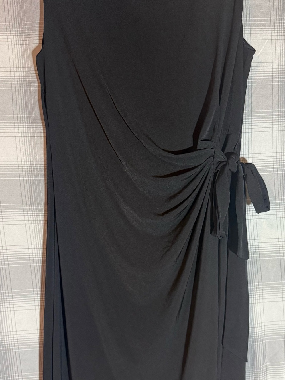 Chetta B Black Sleeveless Midi Dress with Side Tie Draping